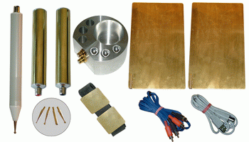 Set of electrodes and connecting cables for PERESVET apparatus